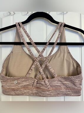 lululemon athletica Energy Bra - Beige Patterned Sports Bra - Size 10